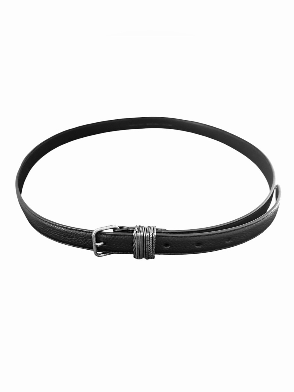 Saint Laurent Black Leather Skinny Hublot Loop Belt Size 90cm (Large) NWOT